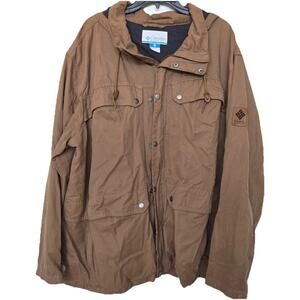 Columbia Men Medium Hooded Barn Chore Work Utility Jacket Brown Lightweight Coat